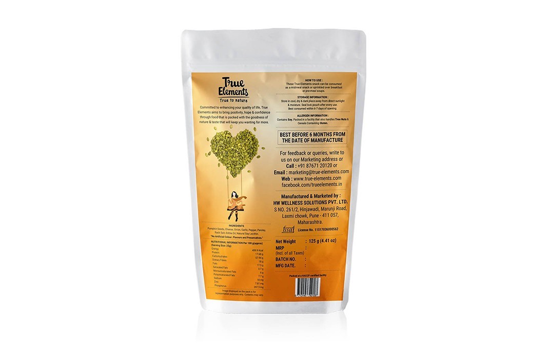 True Elements Roasted Pumpkin Cheesy Onion    Pack  125 grams